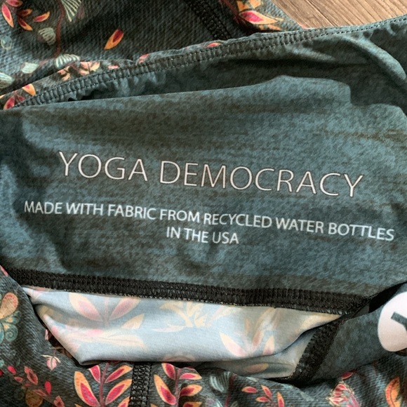 Yoga democracy Festival Denim Printed Bell Bottoms flare leggings floral size L - Picture 5 of 10